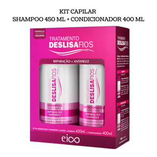 Kit DESLISA FIOS Shampoo 450 ML + Condicionador 400ml capilar EICO cabelos lisos reparação antifrizz em Oferta na Shopee