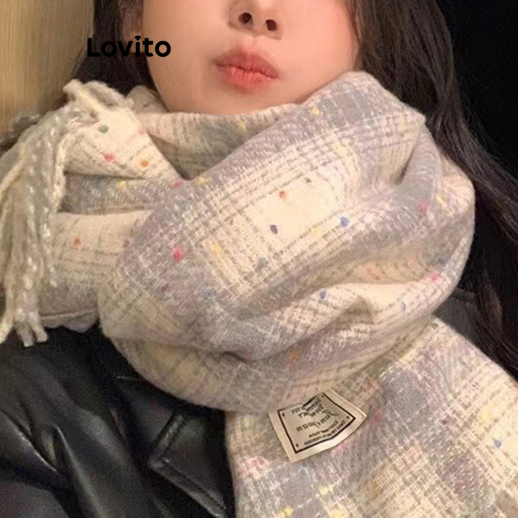 Lovito Vintage Gingham Coreano Xadrez Cachecol Borlas Macias Estudante Casal Atmosfera Cachecol para Mulheres LFA55283 em Oferta na Shopee