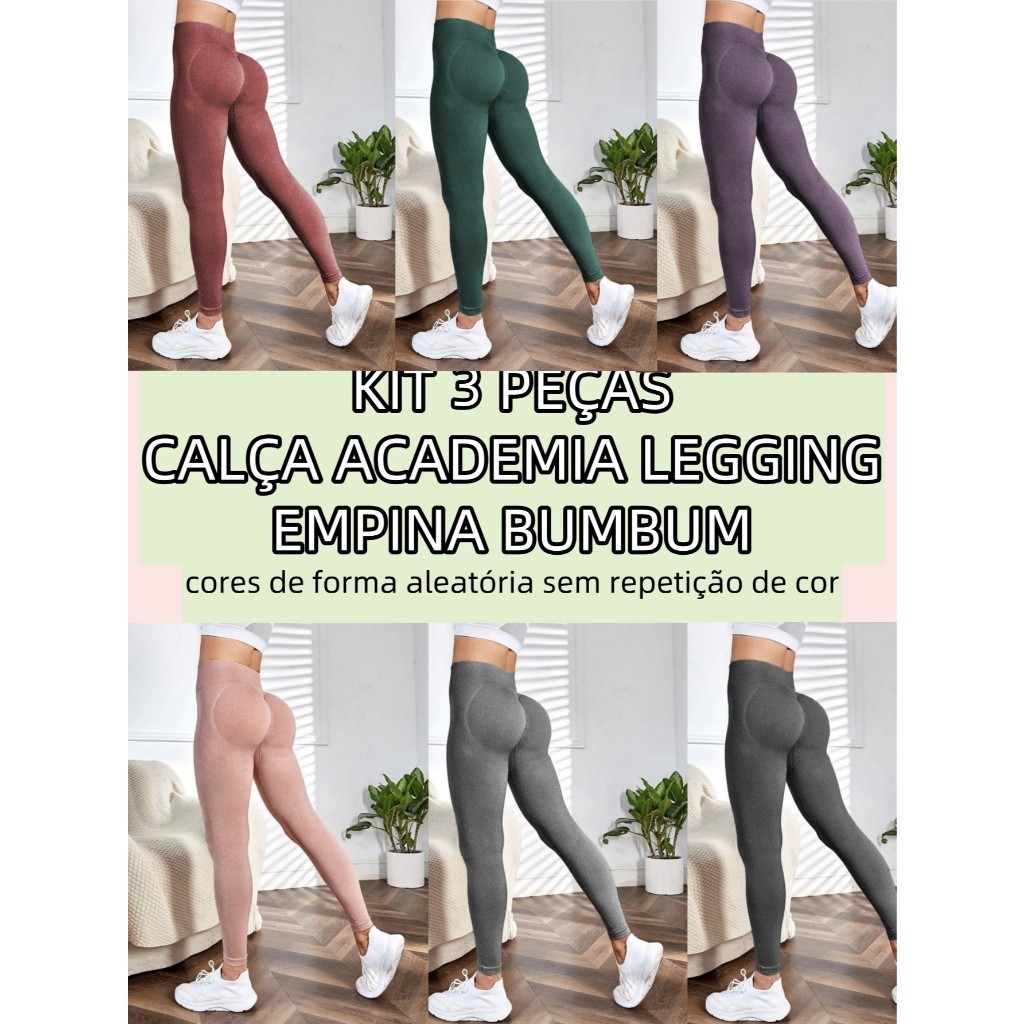 Kit 3 e 5 pçs aleatório Legging Cintura Larga Apertada Para Treino Calça Academia Levante Bumbum Fitness Cintura Alta