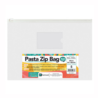 Pasta Zip Bag versátil Cristal 0085-7 36x26cm 5 und Hemon em Oferta na Shopee