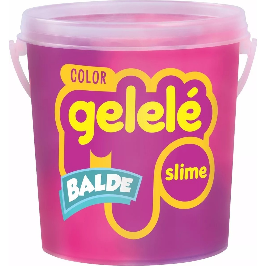 Balde Slime Color Gelelé Doce Brinquedo 457g 2 Cores Rosa e Roxo