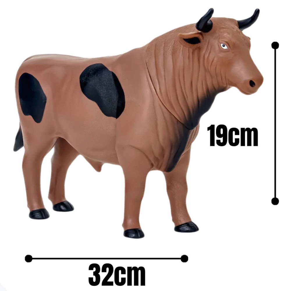 Boneco Boi Touro Safari 32cm  Brinquedo Animal Realista em Vinil Ideal para Crianças Colecionadores