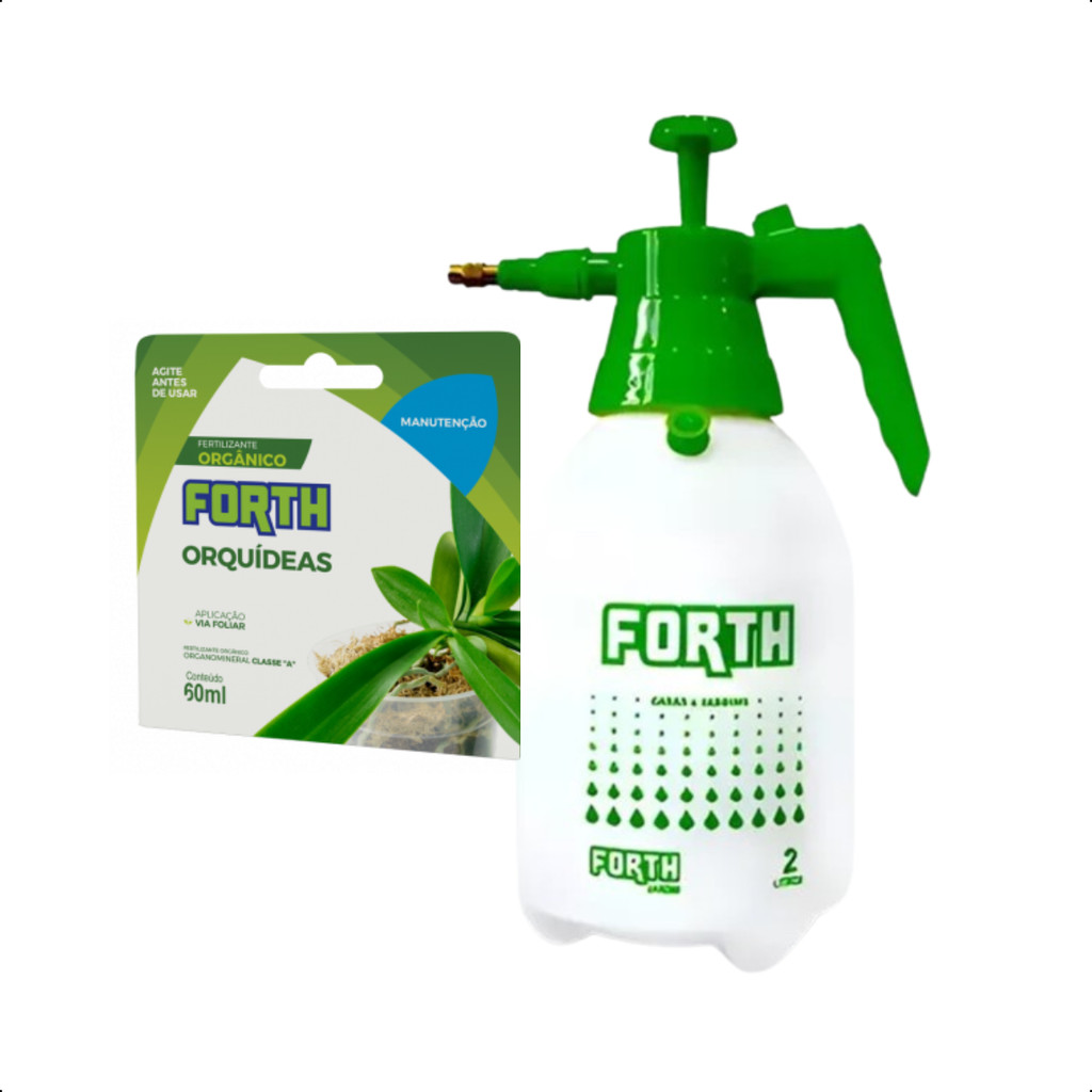 KIT ADUBO FERTILIZANTE ORGANICO ORQUIDEA MANUTENÇÃO 60ML E BORRIFADOR 2L FORTH JARDIM