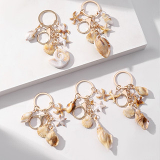 Personalidade criativa beira-mar férias simulação concha estrela do mar cinco pontas estrela chaveiro pingente em Oferta na Shopee