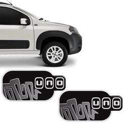 Par de Adesivos Fiat Uno Way 2012 Emblema Lateral Resinado