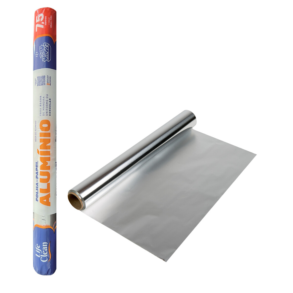 Papel Alumínio Life Clean | Rolo 30cm ou 45cm - 4m ou 7,5m | Conservação e Cozimento