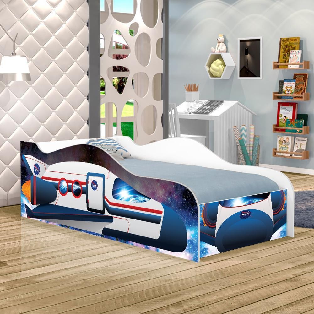 Cama Foguete Espacial Kids Solteiro Com Colchão - Home & Living