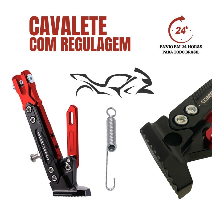 Cavalete Esportivo Descanso para Moto Pezinho Regulável com Mola Universal