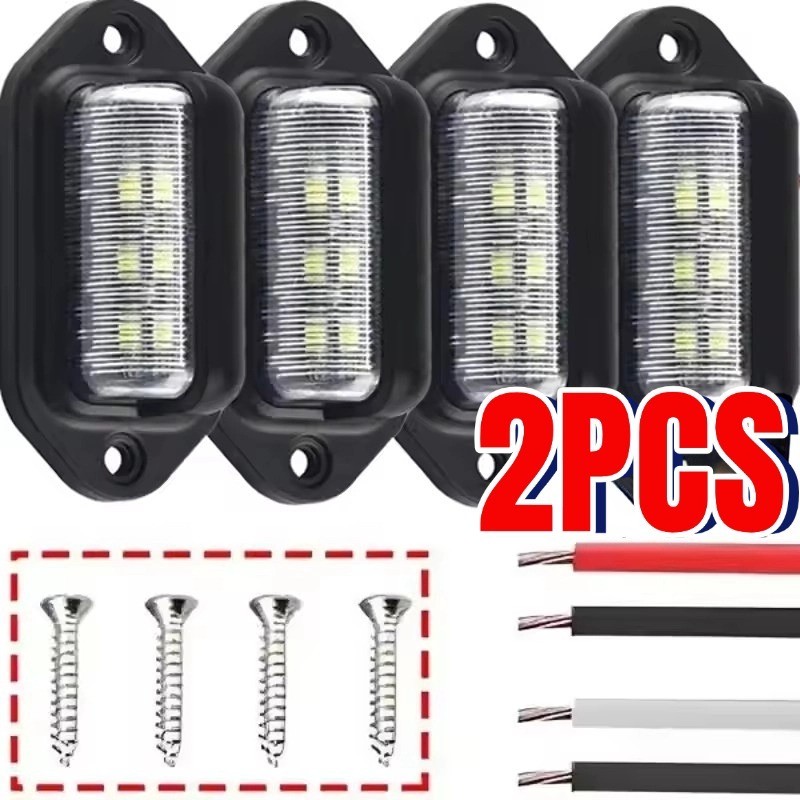 Universal 6 LED Luz Da Placa De Identificação Do Carro 12-24V Auto Segurança Lâmpada Traseira Caminhão Reboque Sinal Ilu em Oferta na Shopee
