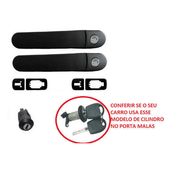 KIT MAÇANETA CILINDRO IGNIÇÃO PORTA MALAS COM CHAVE GOL G3 PANTOGRÁFICA