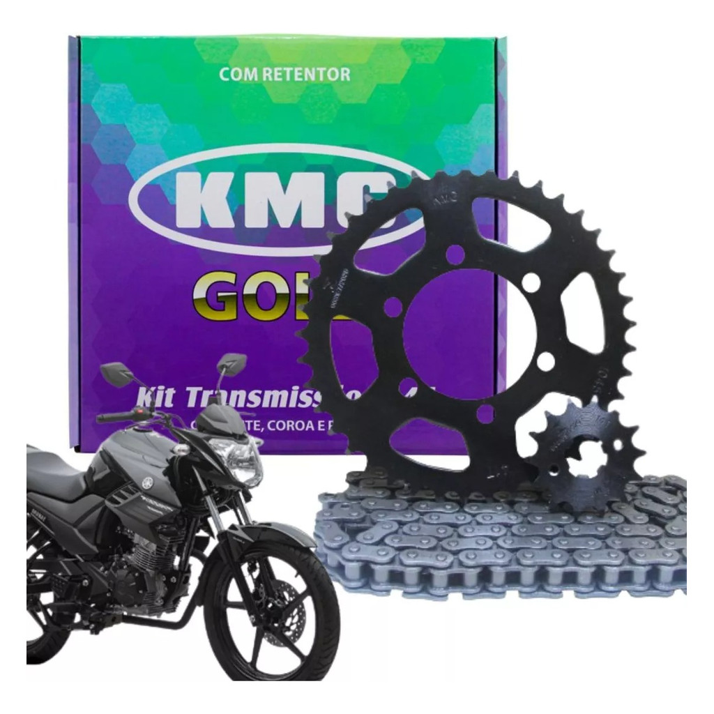 Kit Relação Tração Transmissão Yamaha Fazer 150 2014 a 2023 Com Retentor Original KMC
