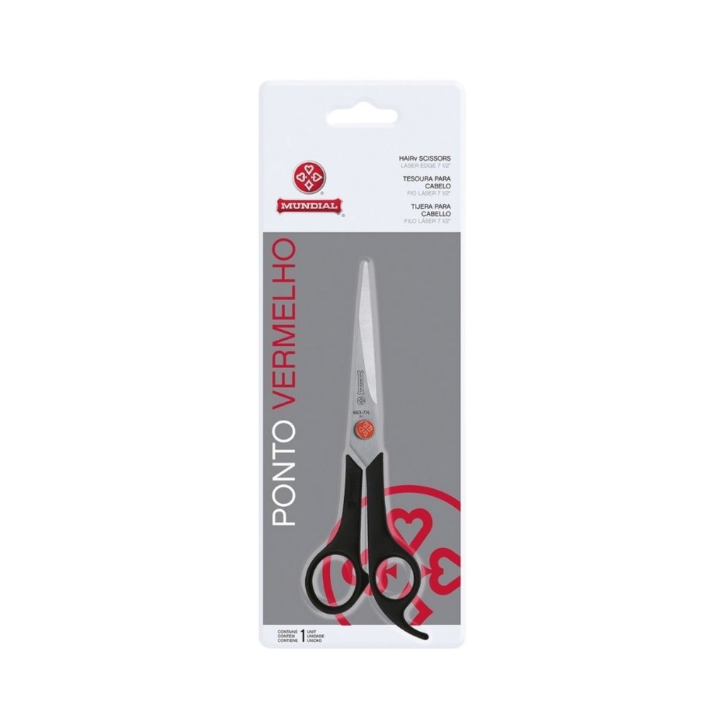 Tesoura Cabelo Fio Laser 7 Pol Ponto Vermelho 663-7 Mundial