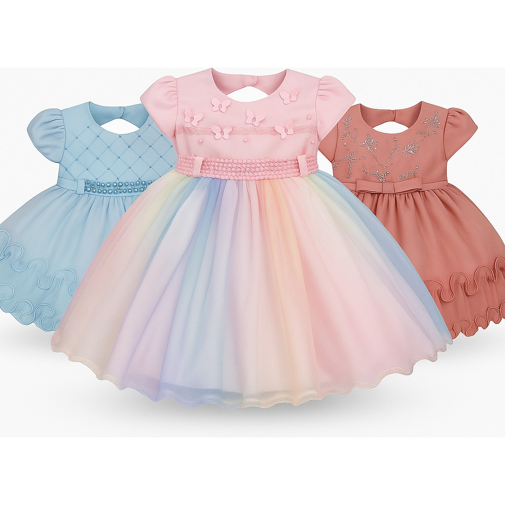 Vestido Bebe Festa Princesa Luxo Confortável Batizado