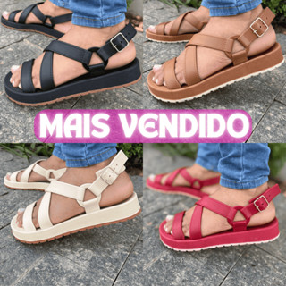 Sandália Feminina Tiras Cruzadas Confortável Leve Tendência 2025 DUNAS em Oferta na Shopee