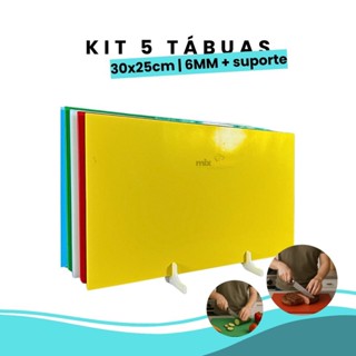 Kit De 5 Tábuas De Corte Profissional Polietileno 30x25 6MM Antibacteriana Carnes Legumes Peixes Pao em Oferta na Shopee