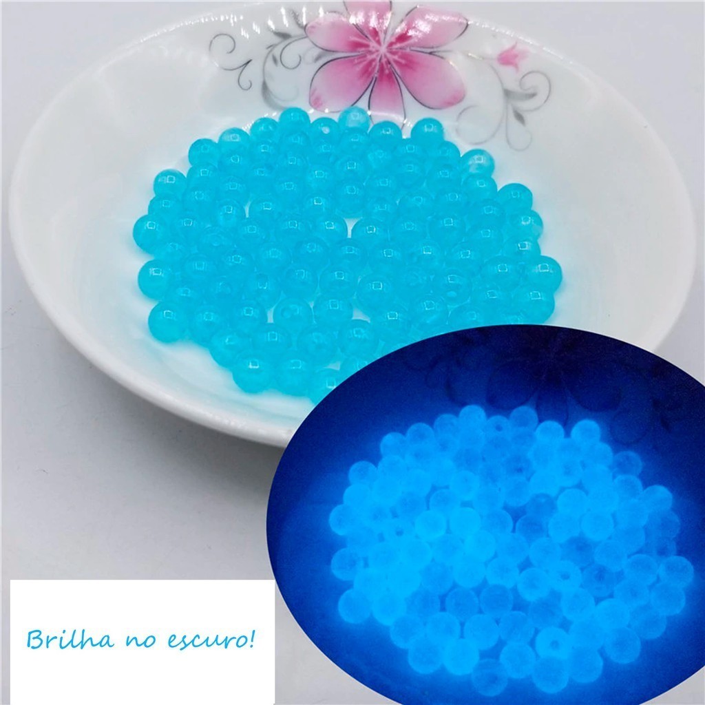 Miçanga/missanga Para Pesca Glow Brilha No Escuro 8 Mm Azul Brilha Artesanal, feito a mão, Novidade, envio imediato