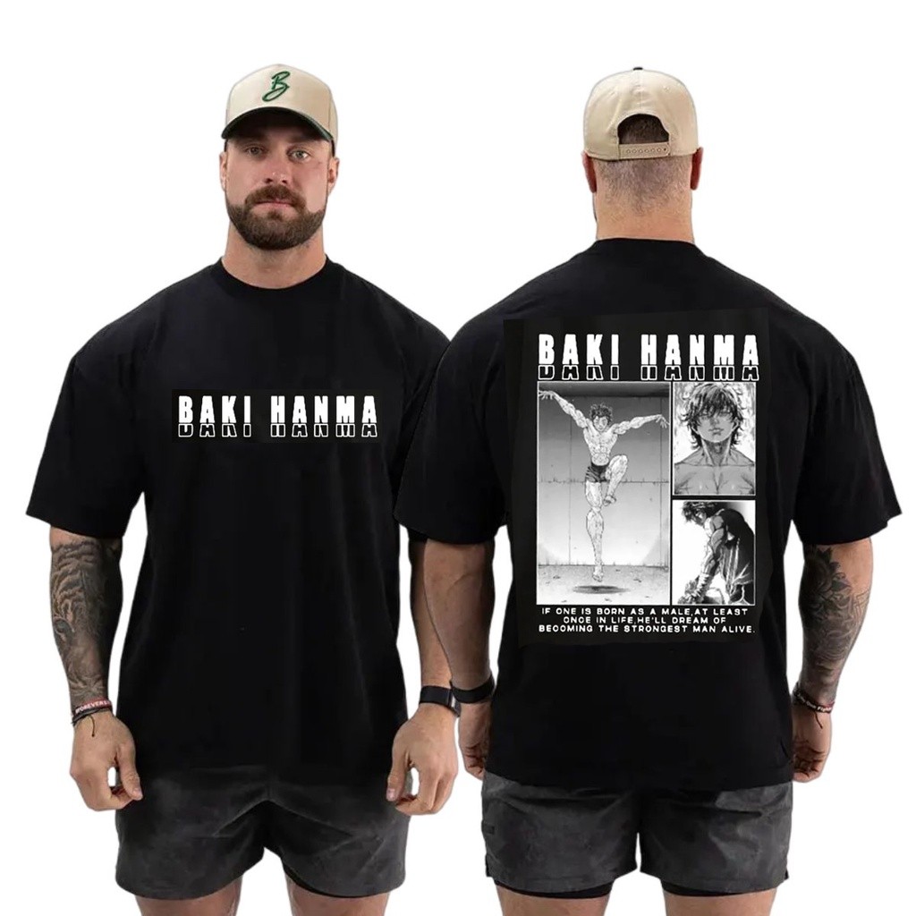 [Camiseta Premium em Algodão Puro]GXG Camiseta Oversized Academia Anime Japonês Estampada Yujiro Baki Hanma Maromba Fitn