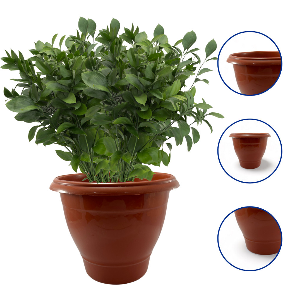 Kit  Vaso Redondo Terracota de 5,5L Resistente Para Jardim Planta Grandes Casa Mudas E Decoração em Oferta na Shopee