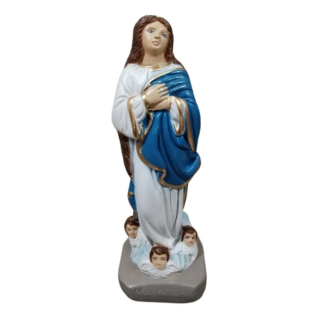 Imagem Sacra Religiosa Igreja Católica Nossa Senhora da Conceição em Gesso P/ Altar Missa Devoto Nossa Senhora Imaculada