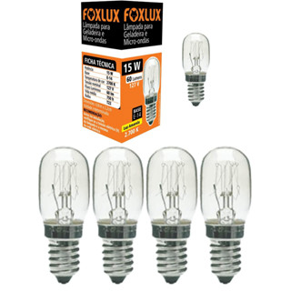 Kit 5 Lâmpada E-14 Foxlux Geladeira/Micro-ondas 15W 220V | iluminação resistente em Oferta na Shopee