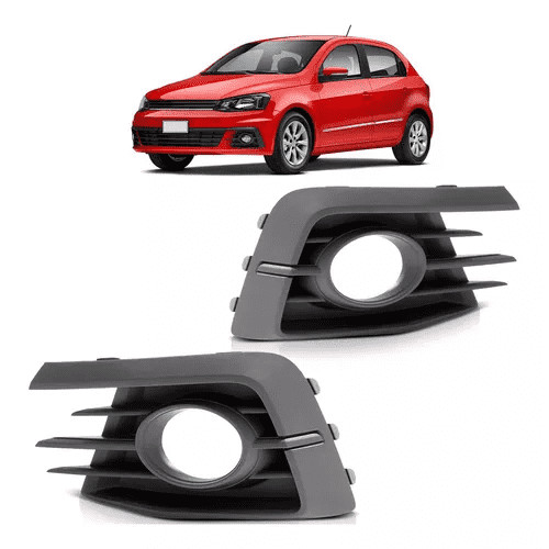 GRADE MOLDURA FAROL AUXILIAR VW GOL GVII 17/18 (COM FURO PARA MILHA) ARO PRETO LADO ESQUERDO