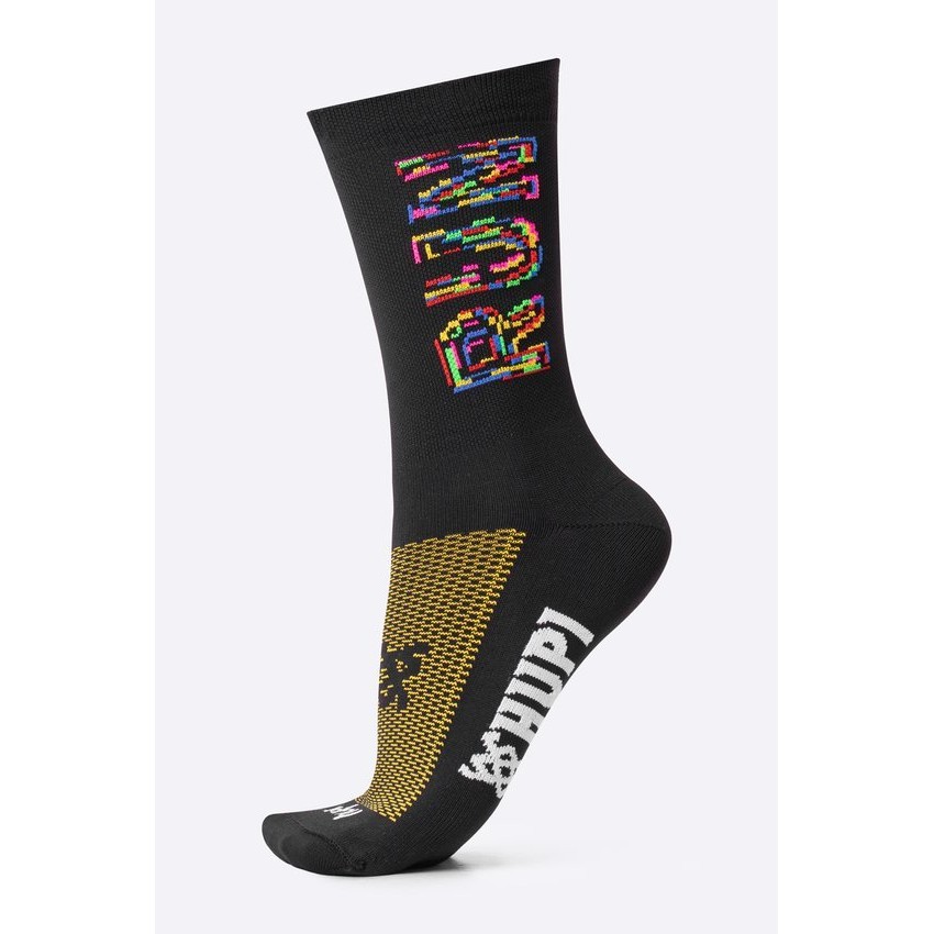 Meia Hupi Run Colors Preto - LT Para Pés Menores 34 a 38 – Corrida, Ciclismo e Multi Esportes - Meia de Poliamida