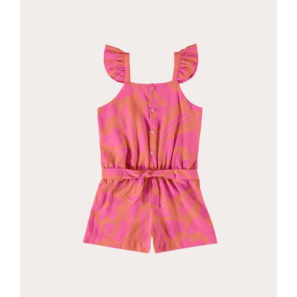 Macacão Infantil Menina Estampado Em Viscose Malwee Kids