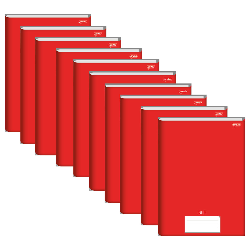 Caderno Brochura Universitário Vermelho Capa Dura 48 Folhas Stiff - Pacote Com 10 Unidades - Stationery