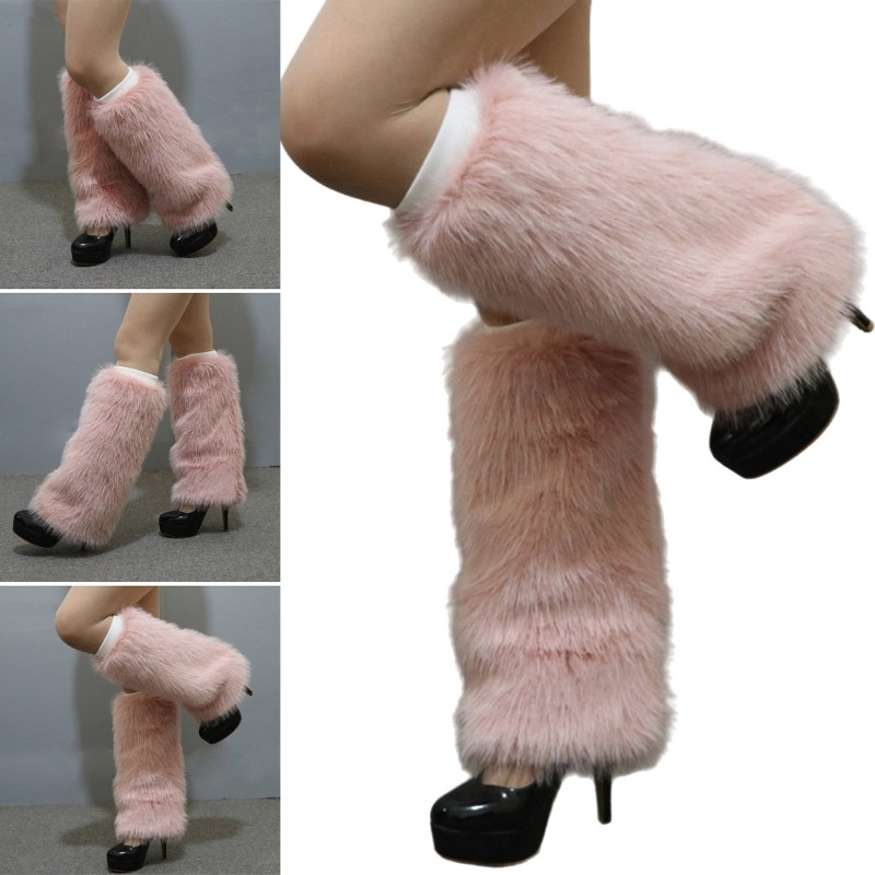 Aquecedores De Pernas De Pelúcia Macios Femininos HO Para Roupas E Fantasias De Inverno Punhos De Bota Fuzzy