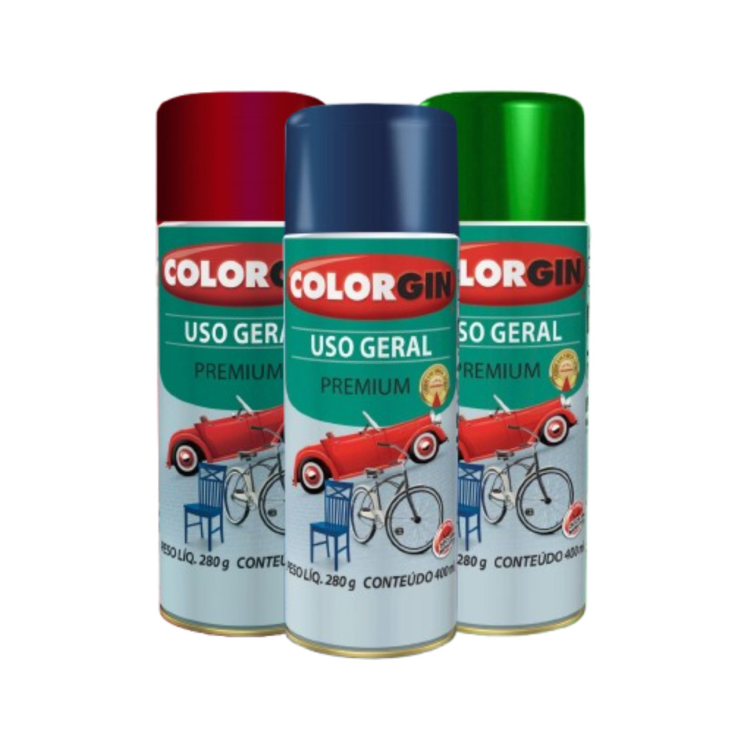 TINTA SPRAY METÁLICO COLORGIN 400ML VÁRIAS CORES em Oferta na Shopee