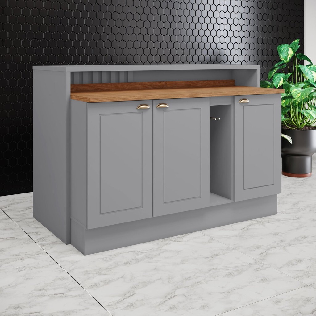 Kit Ilha Gourmet 3 Portas com Tampo Americana Hp Cinza em Oferta na Shopee