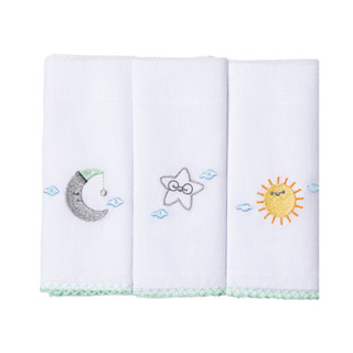 Kit Pano De Boca Bordados Papi Lua E Sol - 3 Peças em Oferta na Shopee