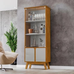 Cristaleira 2 Portas Madri Naturalle Com Off White Bechara Natura/Off White