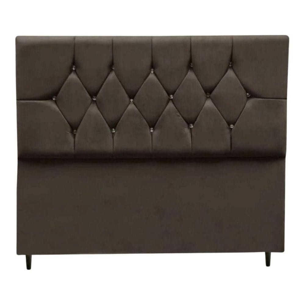 Cabeceira Cama Box Estofada Queen 195cm Geovana Suede Marrom - Home & Living