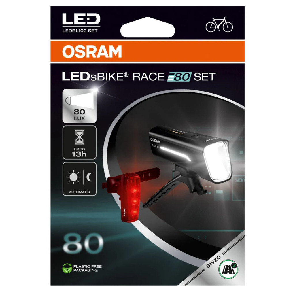 Farol Lanterna Bike Frente Tras Regarregavel Osram Race80SET