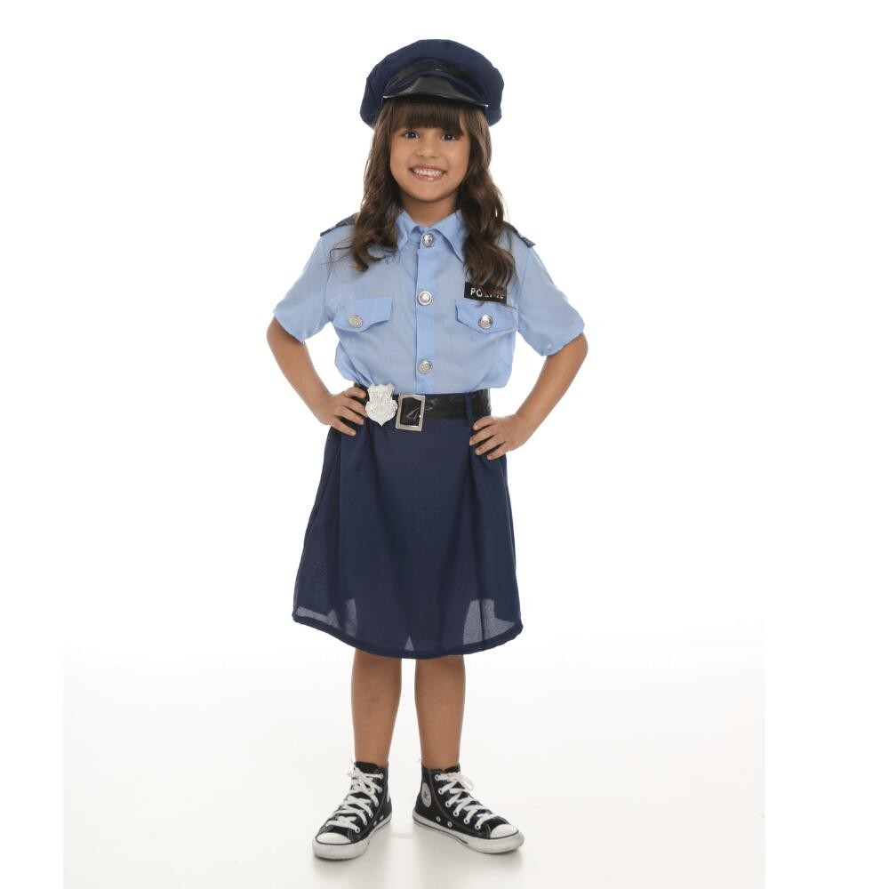 Fantasia Infantil De Policial Feminina Com Saia E Quepe