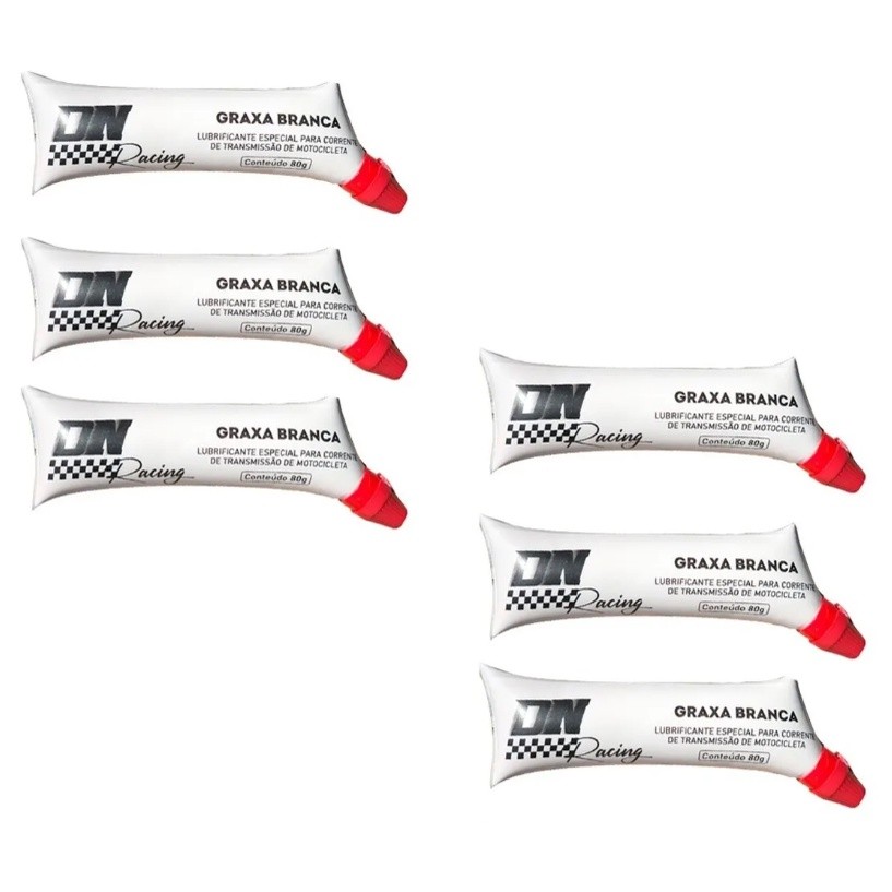 KIT 6 Graxas Branca Lubrificante Corrente Moto Bike 80g
