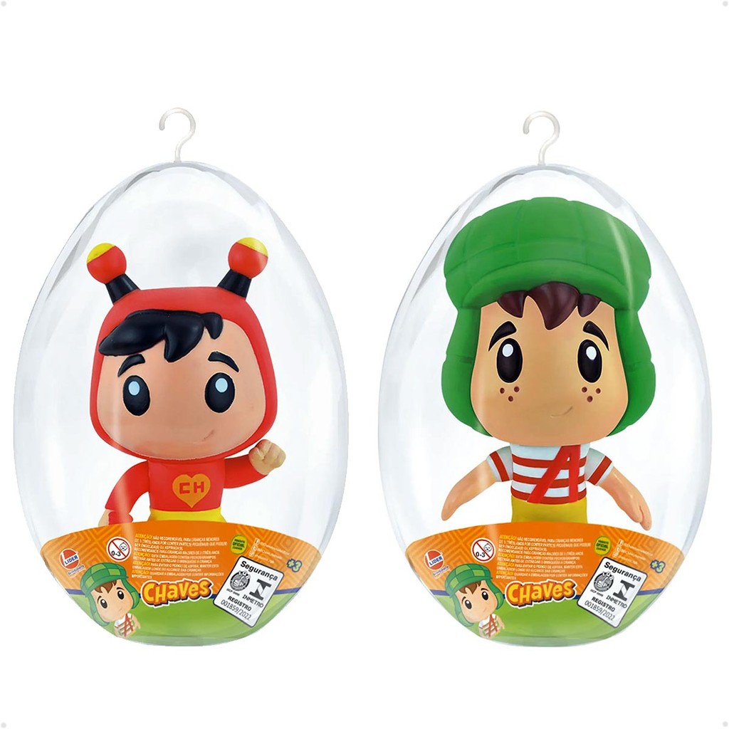 Kit Boneco No Ovo Páscoa Chapolin E Chaves Vinil Lider Brinq