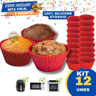 Kit 12 Pecas Forminha De Silicone Forma Assadeira Para Cupcake Capcake Mini Bolo Cozinha Air Fryer em Oferta na Shopee