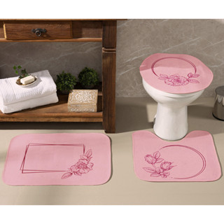 Jogo De Banheiro Rosa Flor Pink 03 Peças - Antiderrapante em Oferta na Shopee