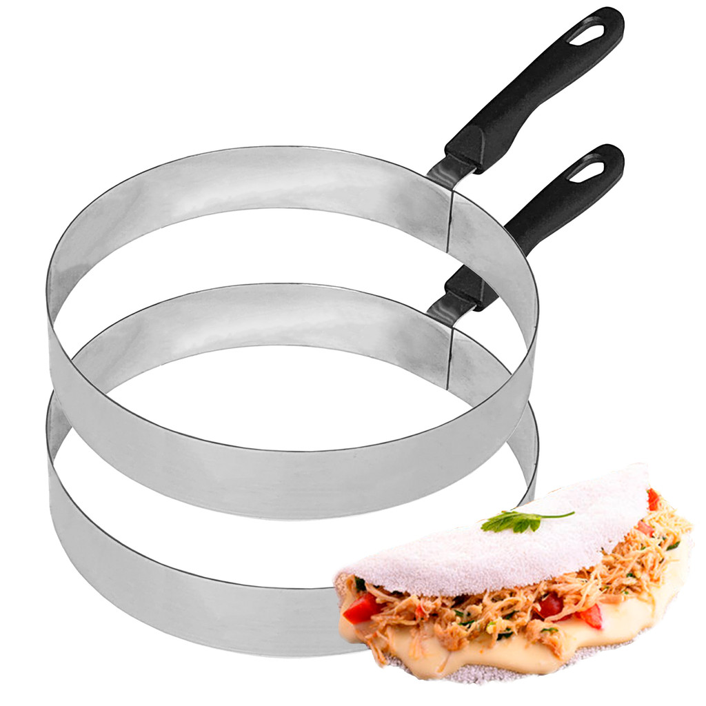 2x Aro Modelador de Tapioca Omelete Redondo 18cm Inox Cabo em Oferta na Shopee