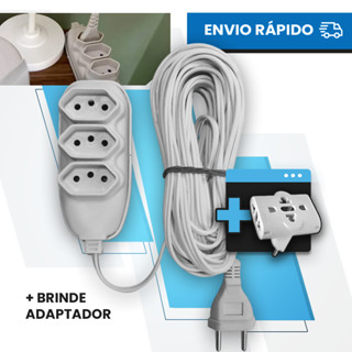 Extensão Elétrica Branca 2/3/5/10 Metros Bivolt 110/220V +adaptador 10A Tomada Tripolares Resistente em Oferta na Shopee