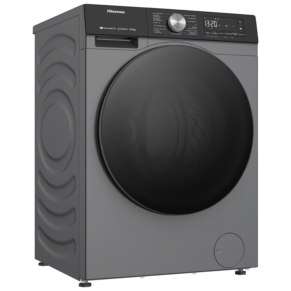 Lava e Seca Hisense Steam WD3S13 Inverter com Wi-Fi, 13 Programas de Lavagem e 3 de Secagem Titanium - 13kg/8kg - Home Appliances