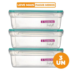 Kit 3 Potes Plásticos com Travas Herméticos Verde Menta 2,5L Freshy Sanremo