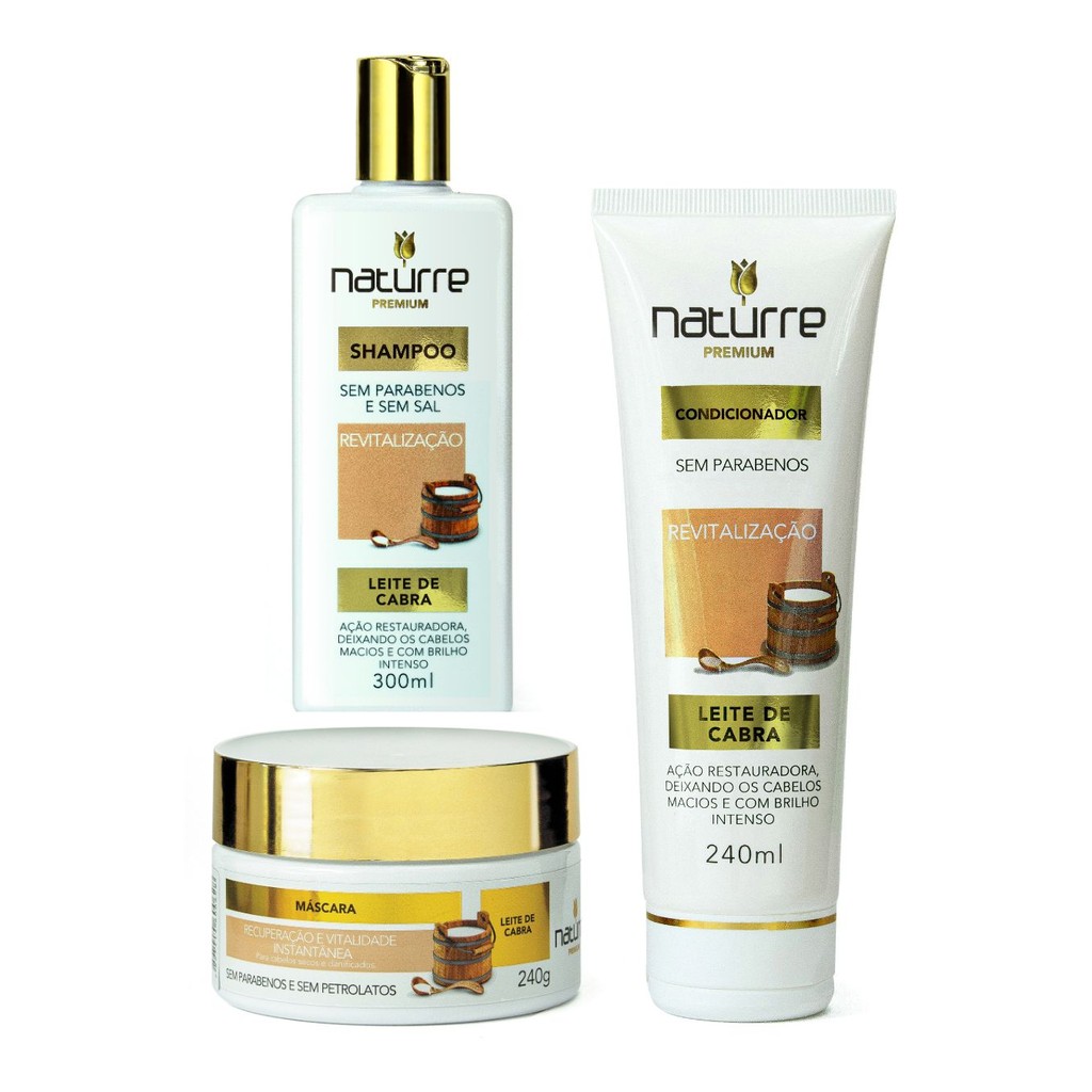 2 Shampoo 2 condicionador 2 máscara Naturrê Leite De Cabra