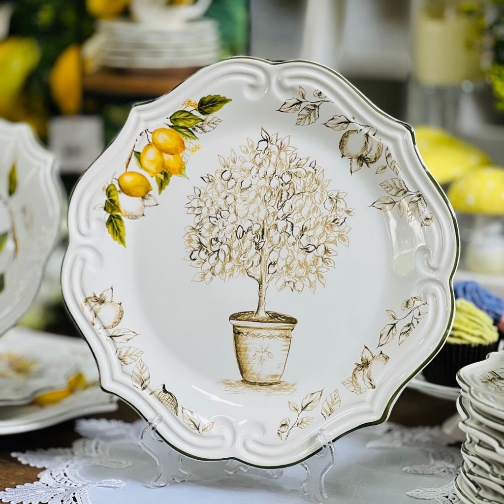 Sousplat Branco Toscana Limão Siciliano - 33cm