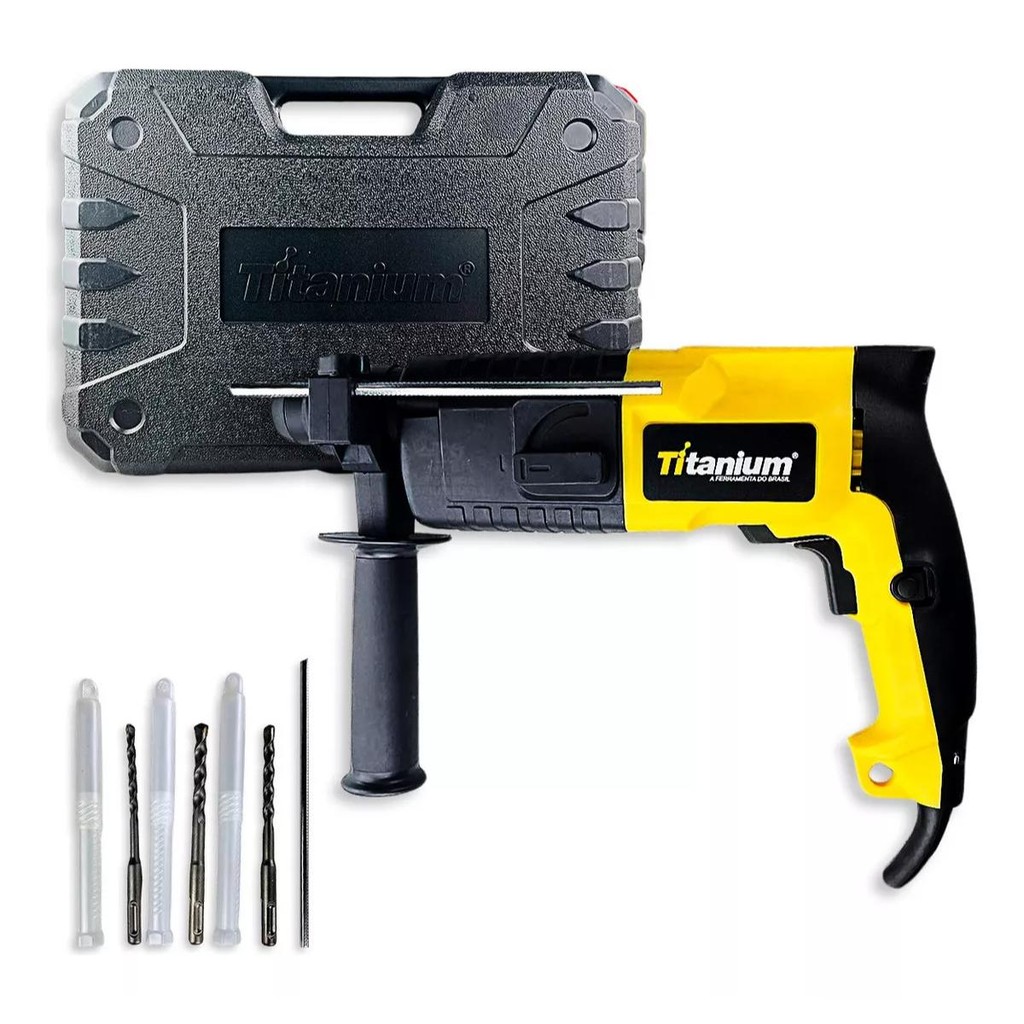 Martelete 650w 110v com Maleta e 3 Brocas Titanium Platina em Oferta na Shopee