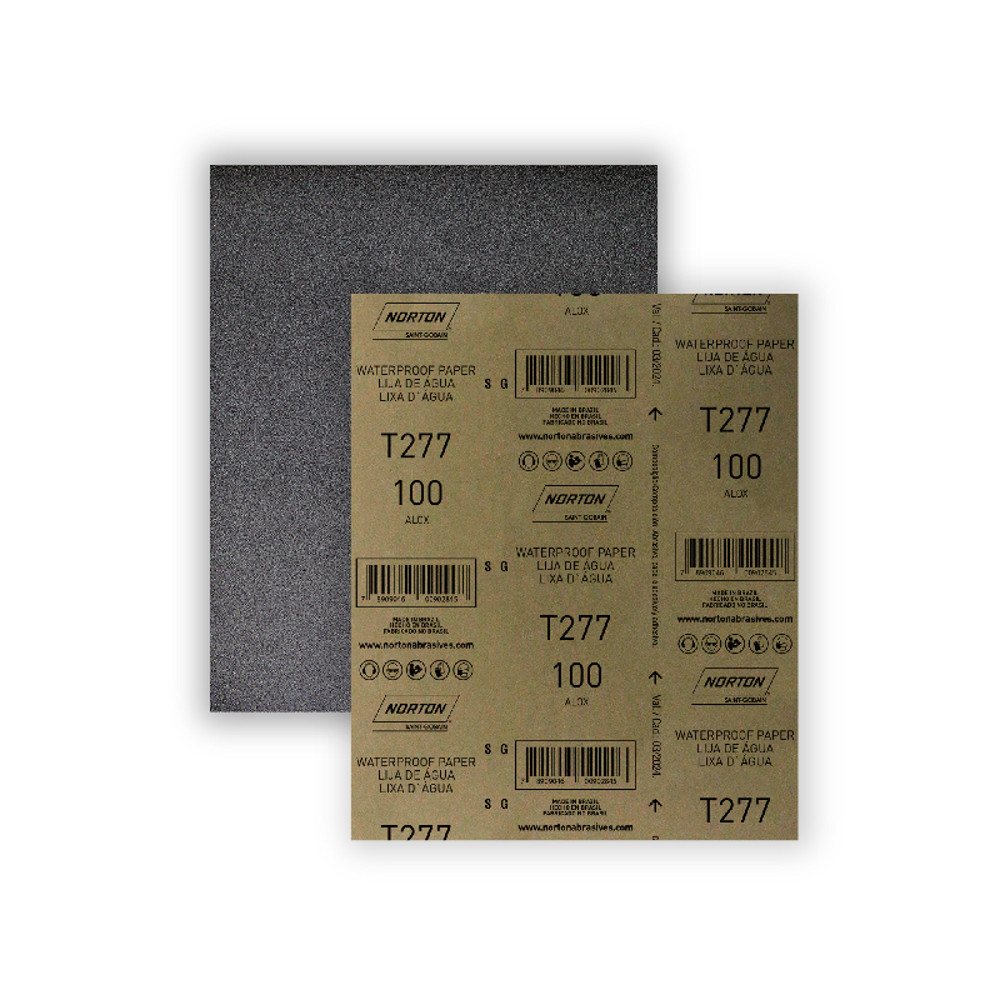Folha Lixa D'água T277 230X280mm Vários Grãos PT200 (Kit c/ 25) Norton
