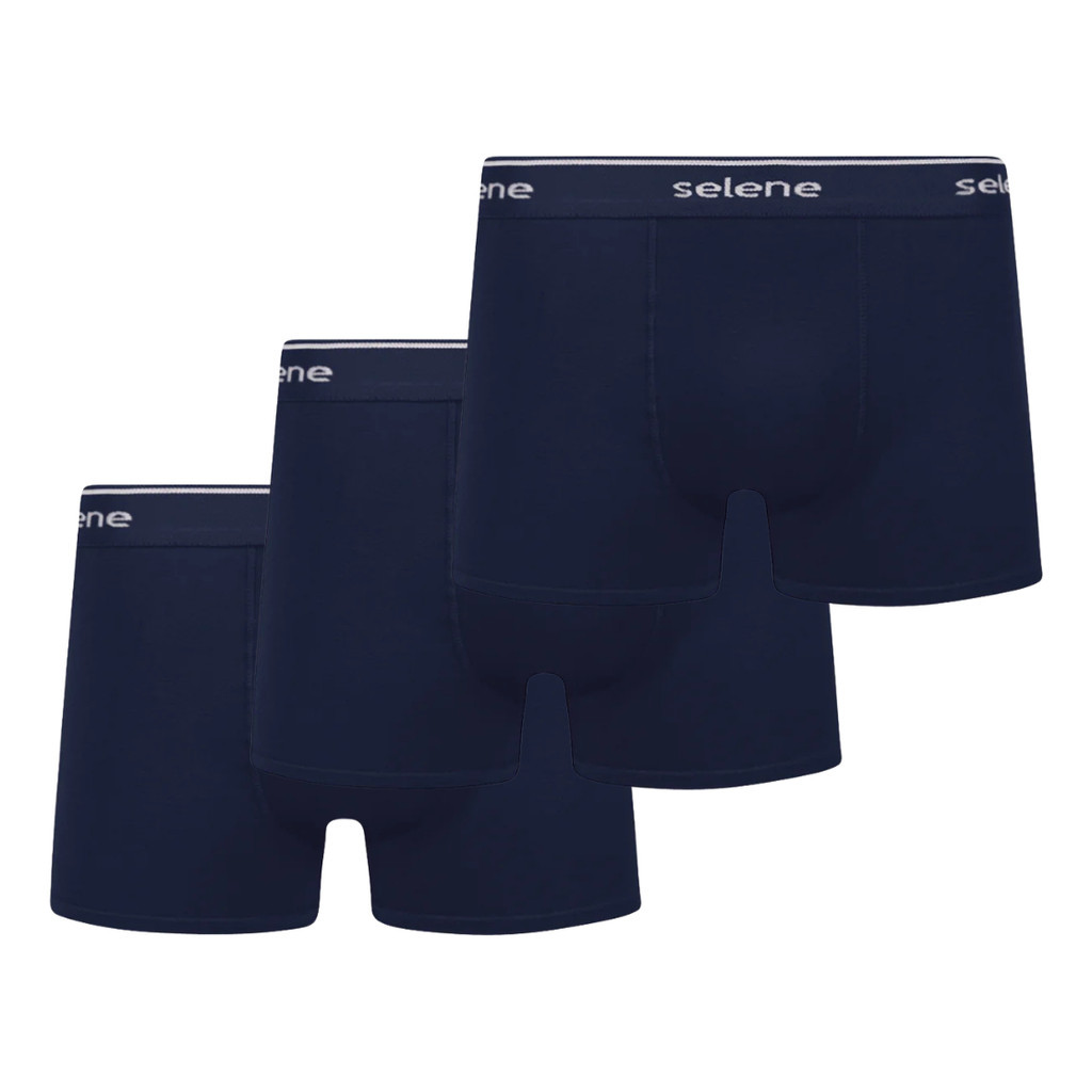 Kit 03 Cueca Boxer Sem Costura Microfibra Selene Masculina