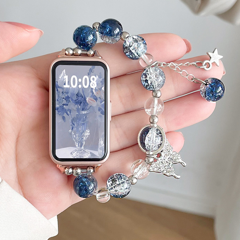 Pulseira De Borboleta De Cristal Para Samsung Galaxy Fit 3 Smartwatch Relógio Inteligente Elástica Feminina Meninas